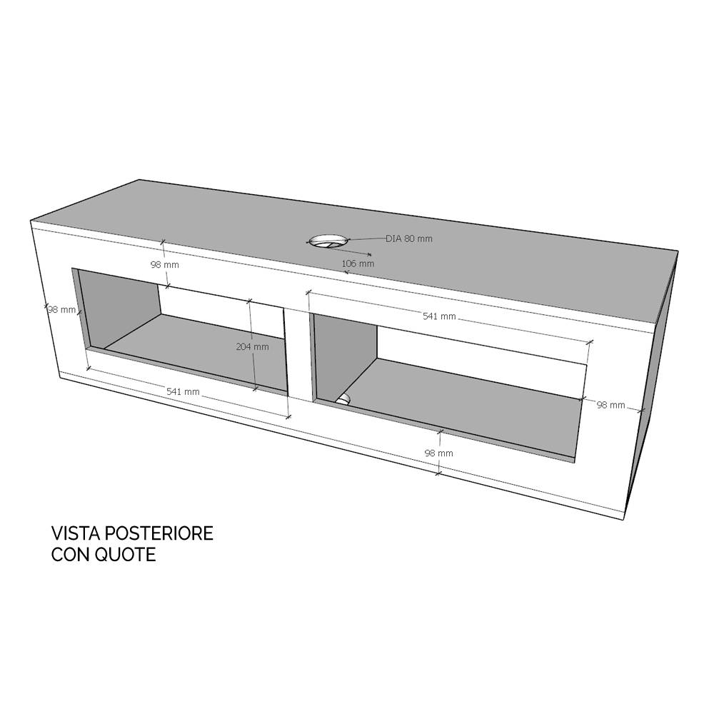 Itamoby Base TV Ribalta con passa cavi L.133,6 H.40 P.39,5 con piedini Noce Offerte esclusive