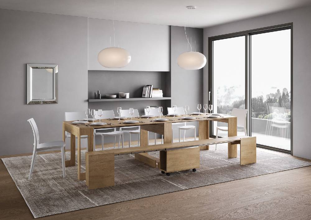 Itamoby Consolle allungabile Evolve con Panca inferiore Quercia Natura In Linea