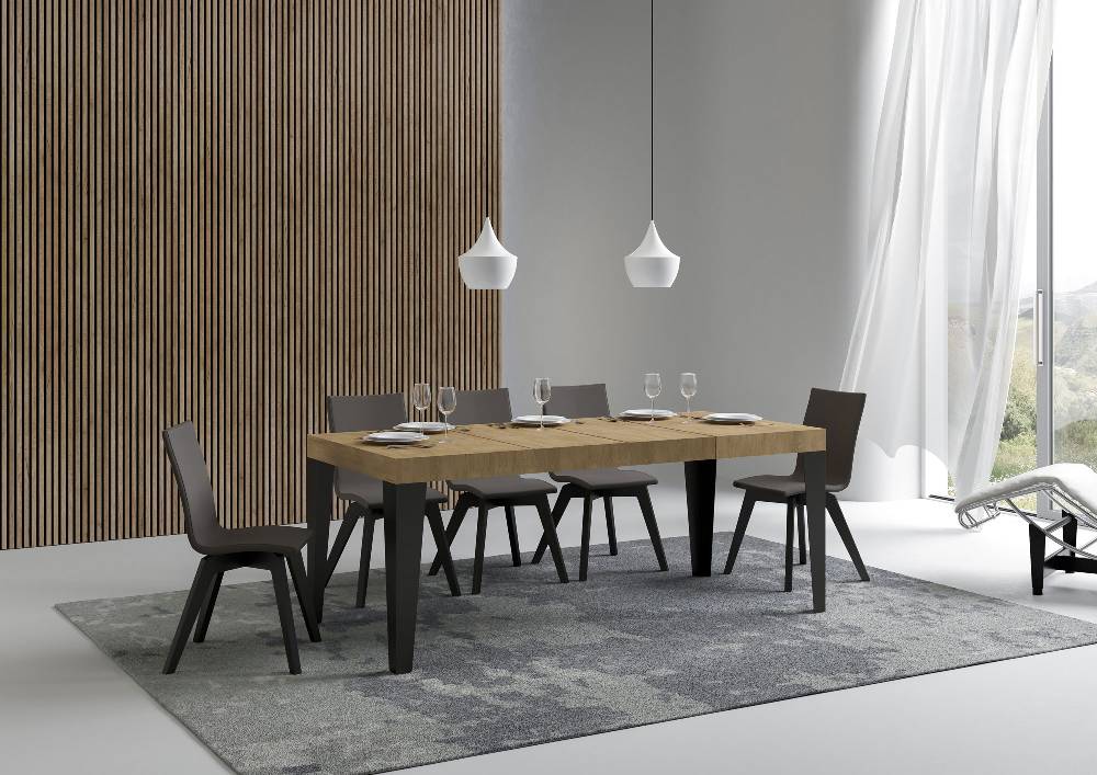 Itamoby Tavolo allungabile 90×130/234 cm Flame Premium Quercia Natura telaio Antracite Trasporto libero internazionale