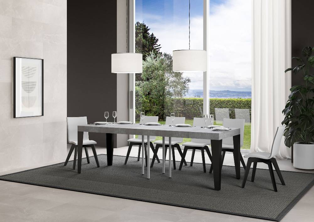 Itamoby Tavolo allungabile 90×90/246 cm Flame Premium Cemento telaio Antracite 50% di sconto per tempo limitato