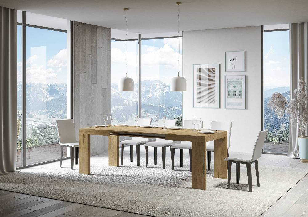Itamoby Tavolo Roxell Allungabile Quercia Natura 90×130 Allungato 390 Sostegno trimestrale
