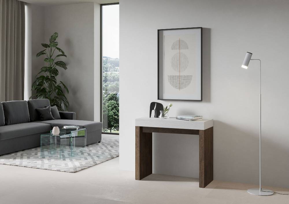 Itamoby Consolle Roxell Mix Piano Bianco Frassino Gambe Noce 50% di sconto con spedizione gratuita