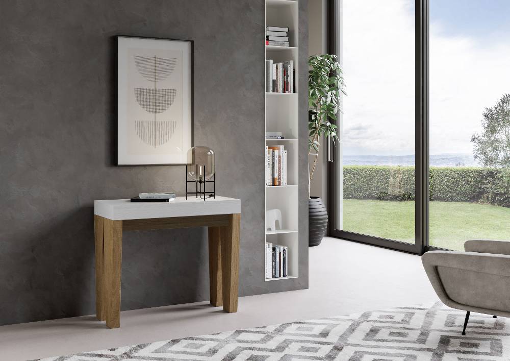Itamoby Consolle Spimbo Mix Bianco Frassino Gambe Quercia Natura 2025