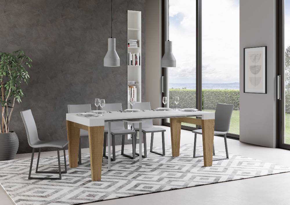 Itamoby Consolle Spimbo Mix Bianco Frassino Gambe Quercia Natura 2025