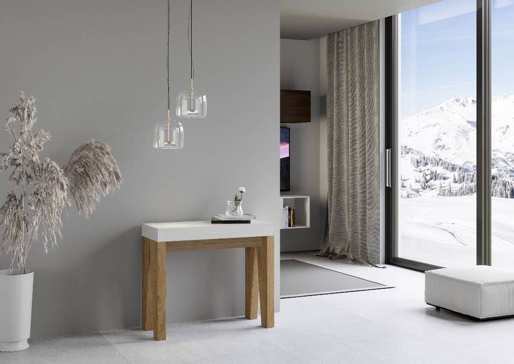 Itamoby Consolle Naxy Mix Bianco Frassino Gambe Quercia Natura Vendita