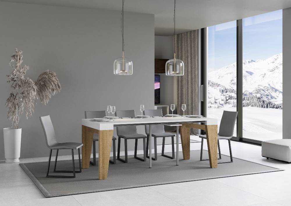 Itamoby Consolle Naxy Mix Bianco Frassino Gambe Quercia Natura Vendita