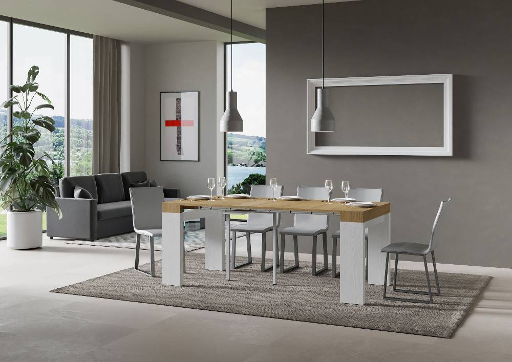 Itamoby Consolle Roxell Mix Small Piano Quercia Natura Gambe Bianco Frassino Pezzi Unici