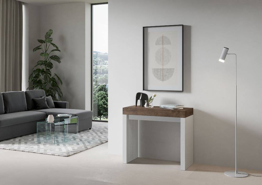 Itamoby Consolle Roxell Mix Small Piano Noce Gambe Bianco Frassino Soddisfazione Garantita