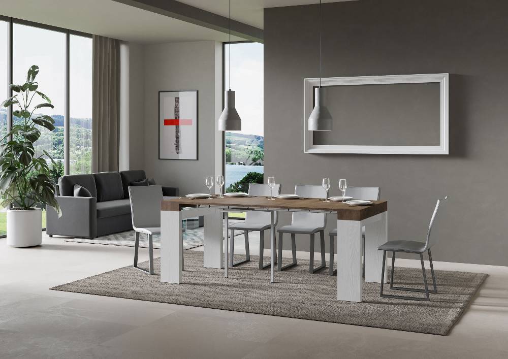 Itamoby Consolle Roxell Mix Small Piano Noce Gambe Bianco Frassino Soddisfazione Garantita