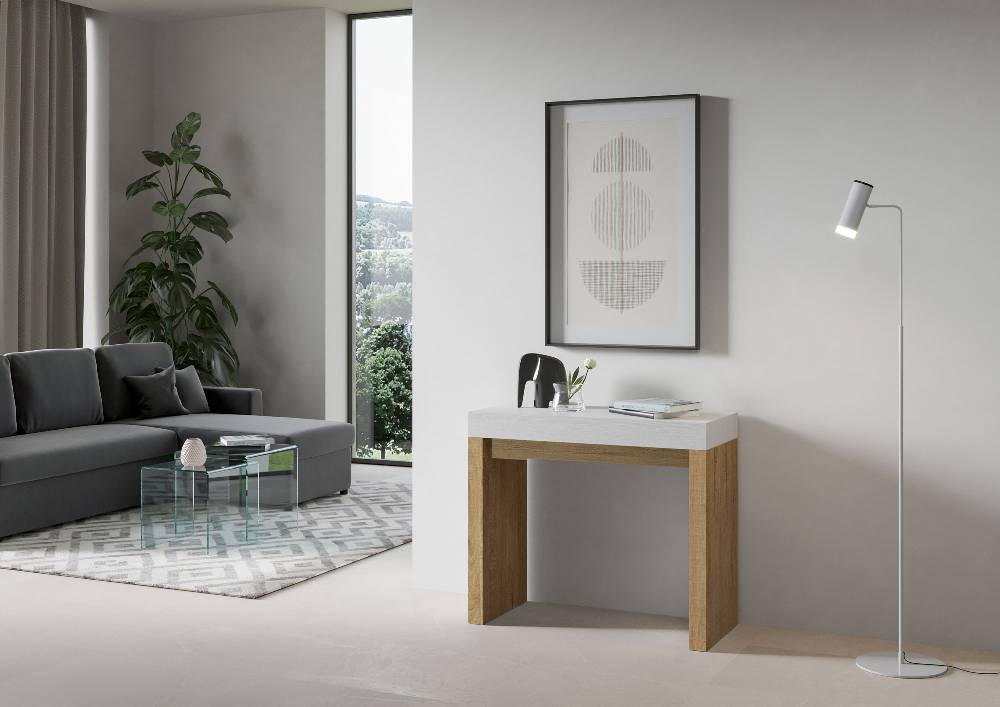 Itamoby Consolle Roxell Mix Small Piano Bianco Frassino Gambe Quercia Natura Negozi Online