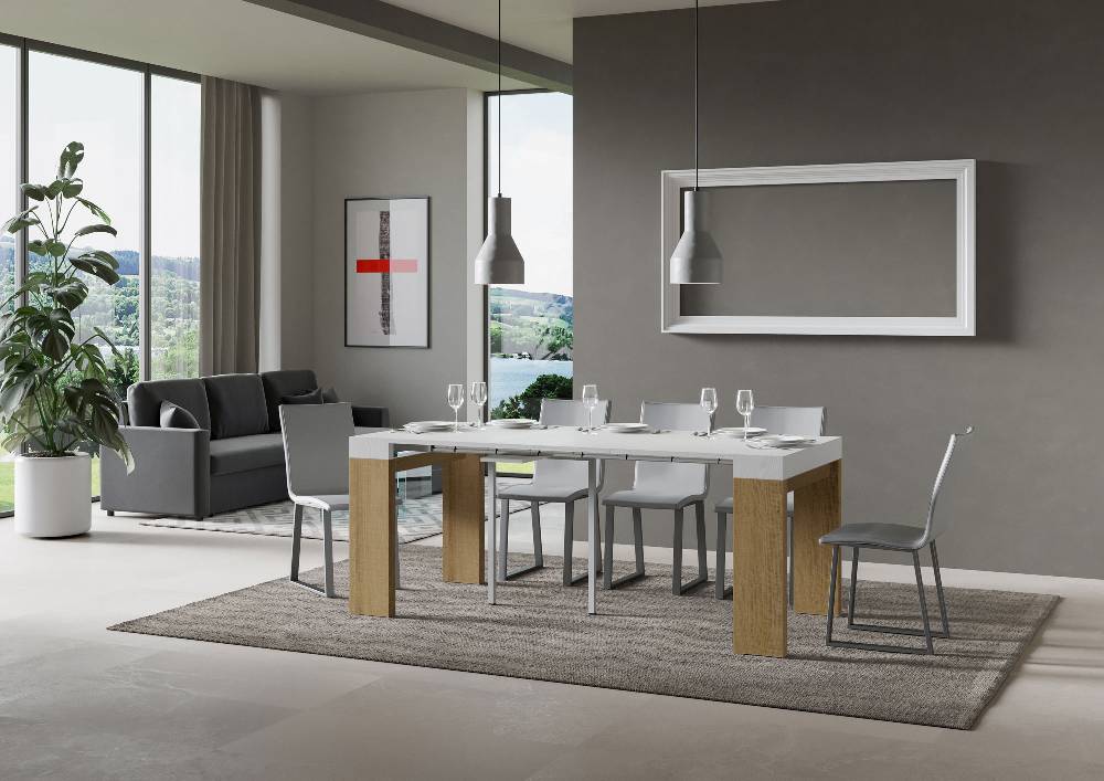 Itamoby Consolle Roxell Mix Small Piano Bianco Frassino Gambe Quercia Natura Negozi Online