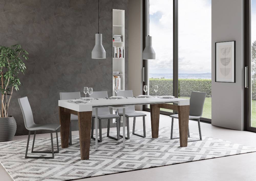 Itamoby Consolle Spimbo Mix Small Piano Bianco Frassino Gambe Noce Prezzo Ridotto