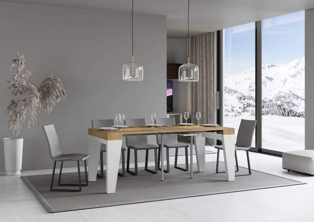 Itamoby Consolle Naxy Mix Small Piano Quercia Natura Gambe Bianco Frassino Convenienza