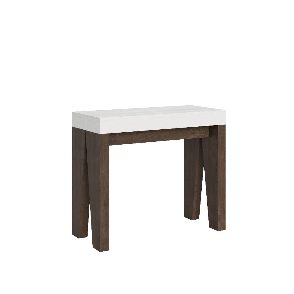 Itamoby Consolle Naxy Mix Small Piano Bianco Frassino Gambe Noce