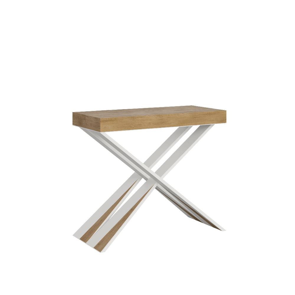 Itamoby Consolle Diago Small Quercia Natura telaio bianco Saldi Di Fabbrica