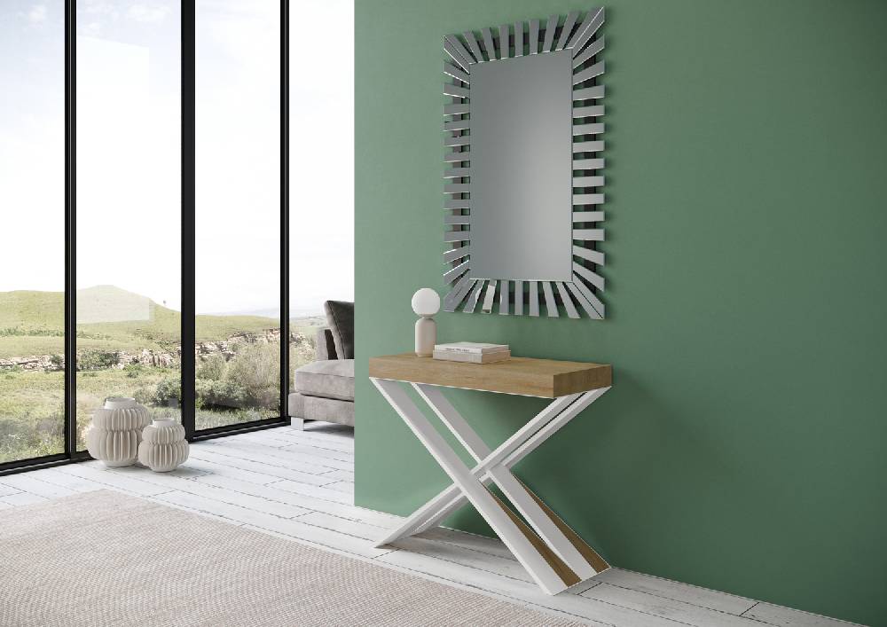 Itamoby Consolle Diago Small Quercia Natura telaio bianco Saldi Di Fabbrica