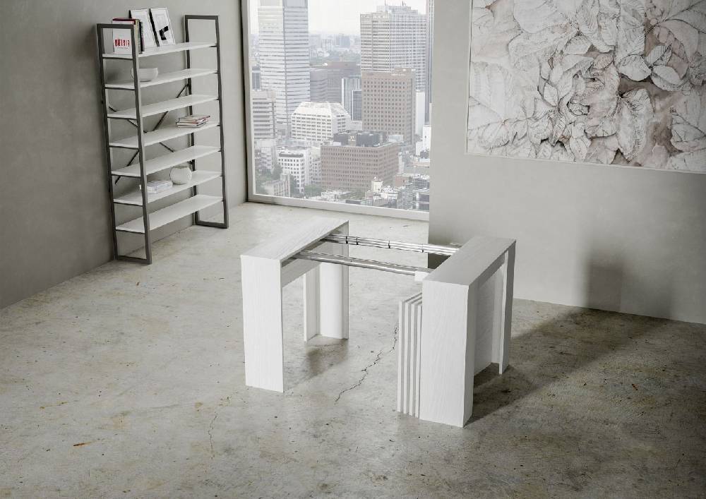 Itamoby Consolle Venus Bianco Frassino 4 allunghe cm.62 Nuovo