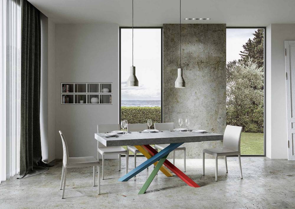 Itamoby Tavolo allungabile 90×160/264 cm Volantis Premium Cemento telaio 4/B Sconti VIP