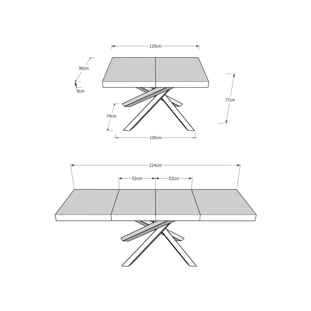 Itamoby Tavolo allungabile 90×120/224 cm Volantis Premium Cemento telaio 4/A Sconti questo mese