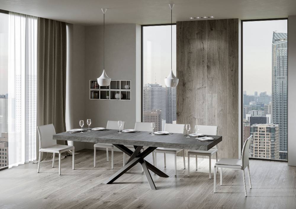 Itamoby Tavolo allungabile 90×180/284 cm Volantis Premium Cemento telaio Antracite In Linea