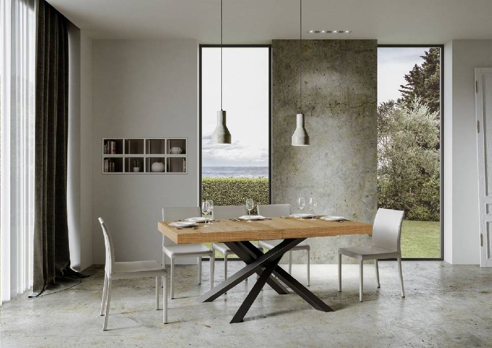 Itamoby Tavolo allungabile 90×180/284 cm Volantis Premium Quercia Natura telaio Antracite Nuovo