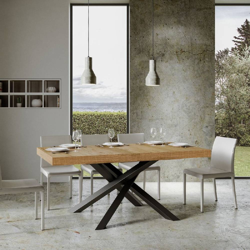 Itamoby Tavolo allungabile 90×180/284 cm Volantis Premium Quercia Natura telaio Antracite Nuovo
