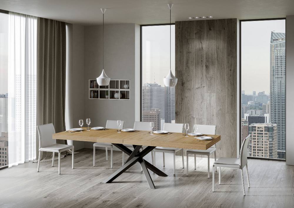 Itamoby Tavolo allungabile 90×160/264 cm Volantis Premium Quercia Natura telaio Antracite Spedizione Gratuita