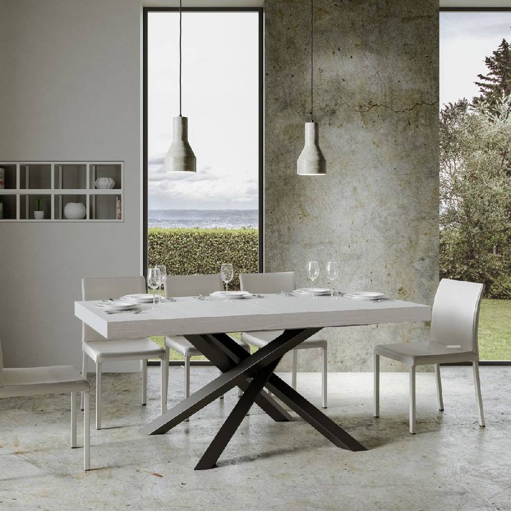 Itamoby Tavolo allungabile 90×160/264 cm Volantis Premium Bianco Frassino telaio Antracite Pezzi Unici