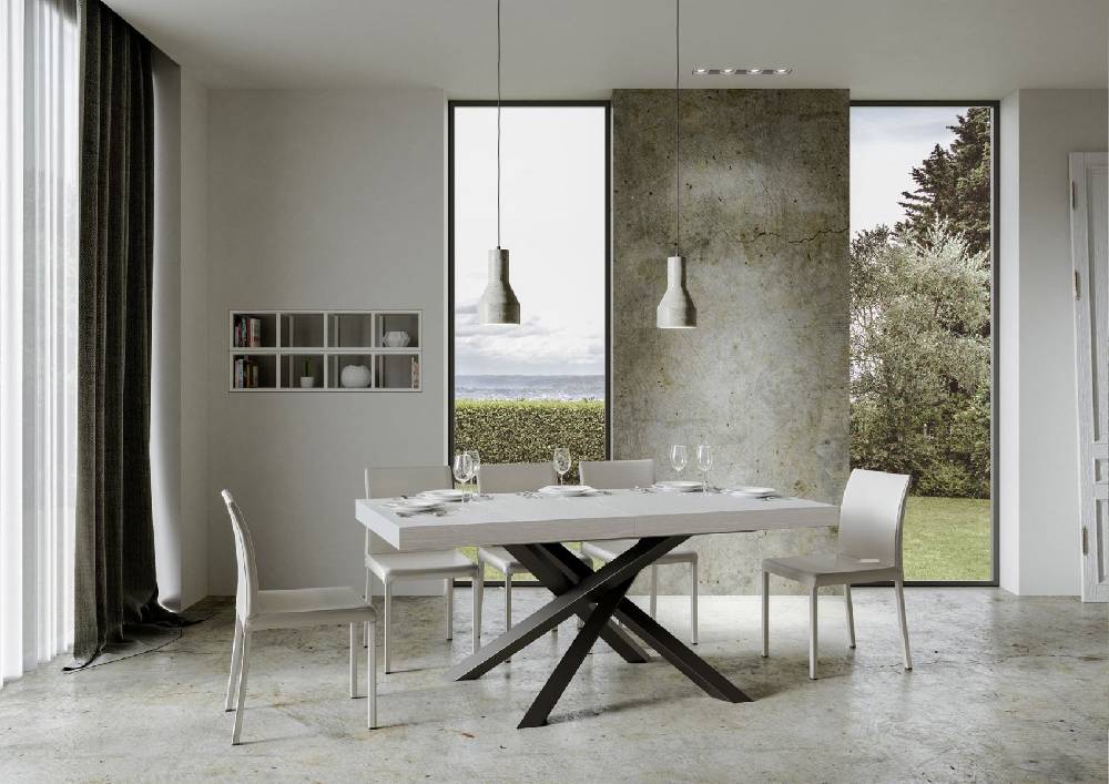 Itamoby Tavolo allungabile 90×160/264 cm Volantis Premium Bianco Frassino telaio Antracite Pezzi Unici