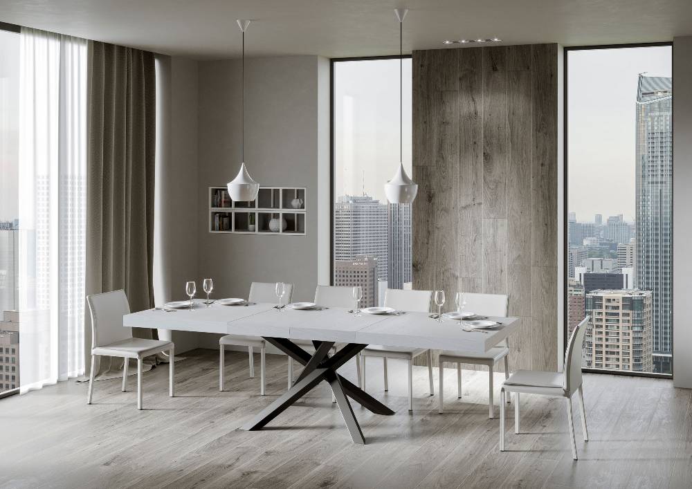 Itamoby Tavolo allungabile 90×160/264 cm Volantis Premium Bianco Frassino telaio Antracite Pezzi Unici