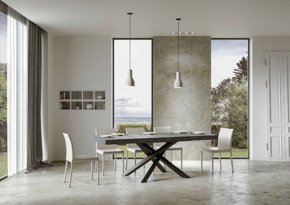 Itamoby Tavolo allungabile 90×140/244 cm Volantis Premium Cemento telaio Antracite Qualità Garantita
