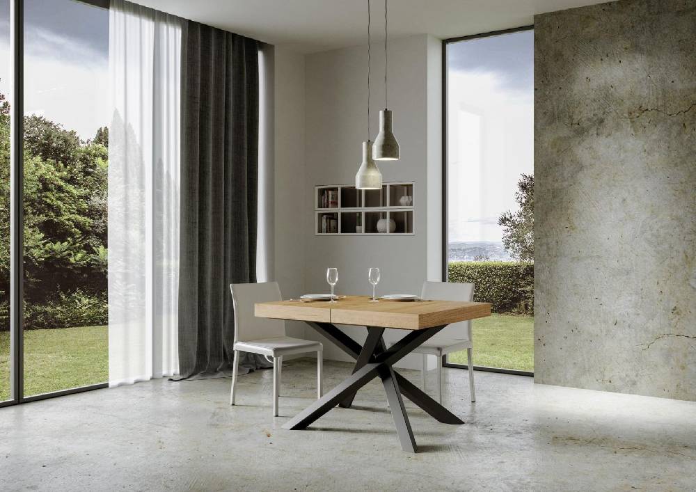 Itamoby Tavolo allungabile 90×140/244 cm Volantis Premium Quercia Natura telaio Antracite Negozi Online