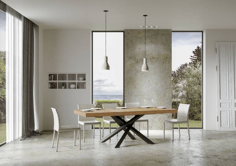 Itamoby Tavolo allungabile 90×140/244 cm Volantis Premium Quercia Natura telaio Antracite Negozi Online
