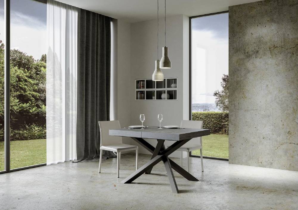 Itamoby Tavolo allungabile 90×120/224 cm Volantis Premium Cemento telaio Antracite Prezzo Ridotto