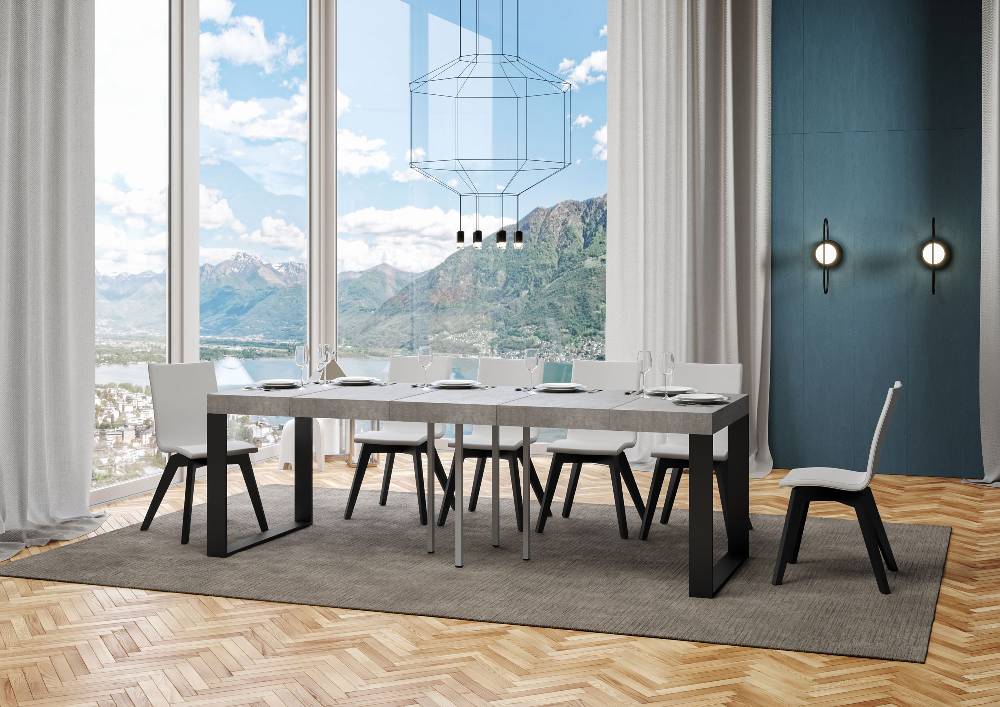 Itamoby Tavolo allungabile 90×90/246 cm Tecno Premium Cemento Offerte