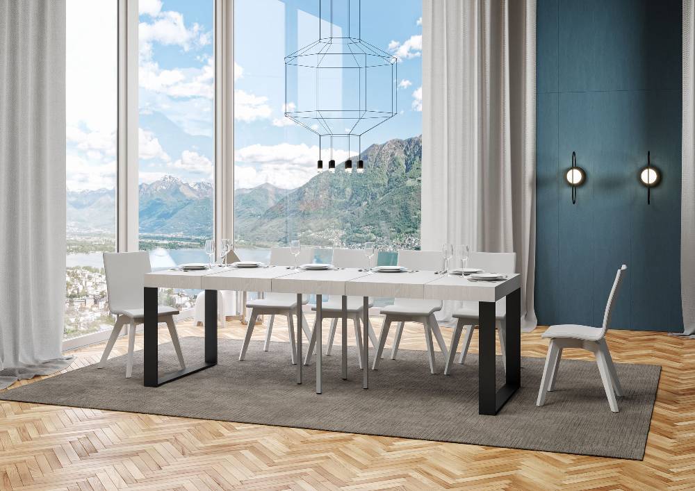 Itamoby Tavolo allungabile 90×90/246 cm Tecno Premium Bianco Frassino Vendita Calda