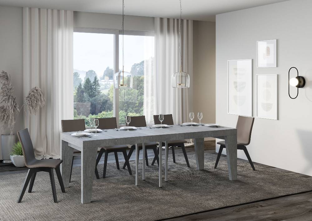 Itamoby Tavolo allungabile 90×90/246 cm Naxy Premium Cemento Sconti VIP