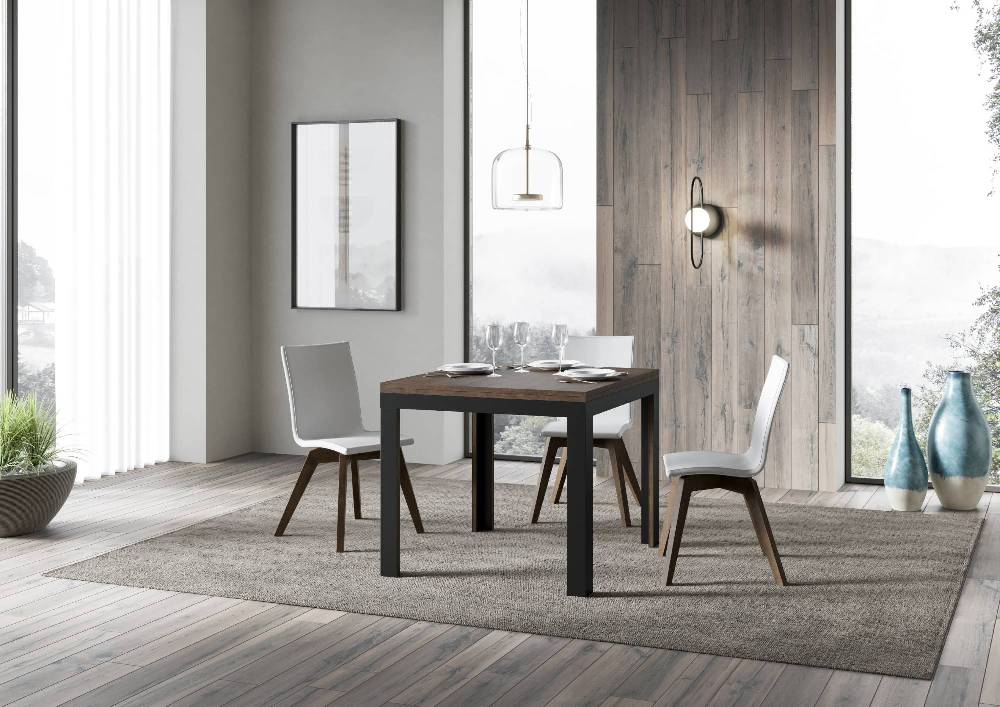 Itamoby Tavolo Linea Libra Noce 90×90 Allungato 90×180 telaio Antracite Latest stili