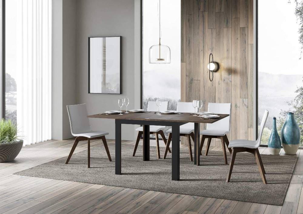 Itamoby Tavolo Linea Libra Noce 90×90 Allungato 90×180 telaio Antracite Latest stili