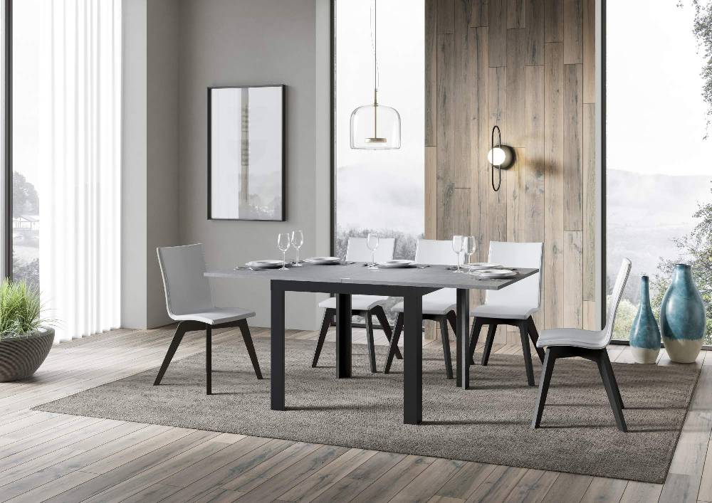 Itamoby Tavolo Linea Libra Cemento 90×90 Allungato 90×180 telaio Antracite Ultimi due giorni