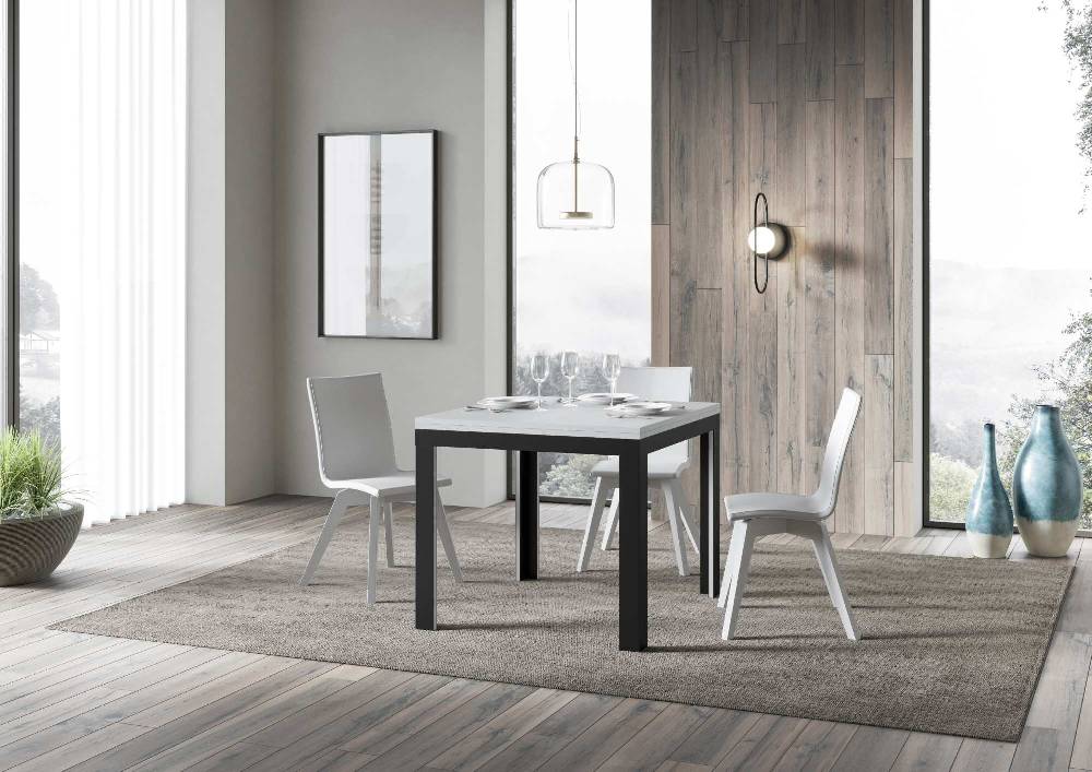 Itamoby Tavolo Linea Libra Bianco Frassino 90×90 Allungato 90×180 telaio Antracite Ultimo giorno