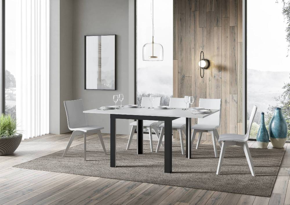 Itamoby Tavolo Linea Libra Bianco Frassino 90×90 Allungato 90×180 telaio Antracite Ultimo giorno