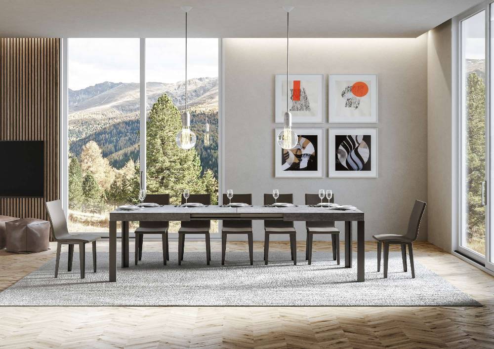 Itamoby Tavolo Linea Allungabile piano Cemento 90×180 Allungato 284 telaio Antracite Fino al 60% di sconto