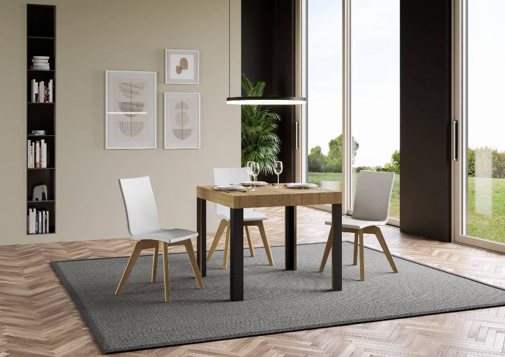 Itamoby Tavolo Linea Allungabile piano Quercia Natura 90×90 Allungato 246 telaio Antracite Limitato a 3 giorni