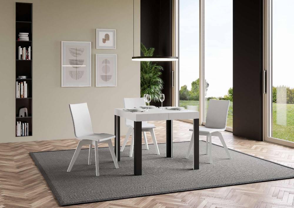 Itamoby Tavolo Linea Allungabile piano Bianco Frassino 90×90 Allungato 246 telaio Antracite Esporta salva
