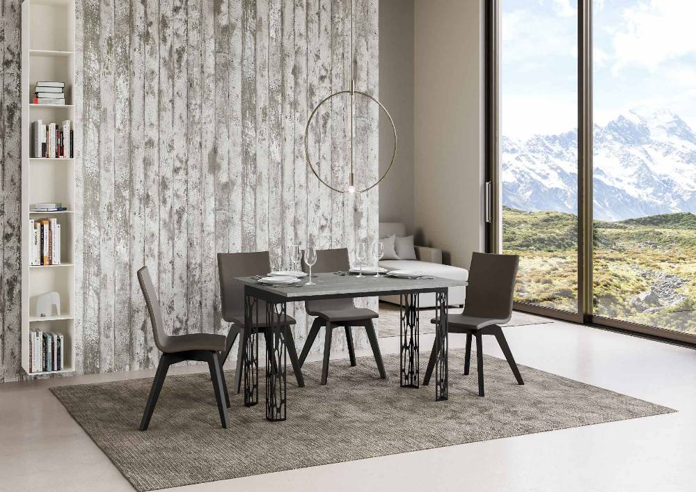 Itamoby Tavolo Ghibli Double Cemento 120×45 aperto/Allungato 120×90/200×90 gambe/telaio Antracite In vendita