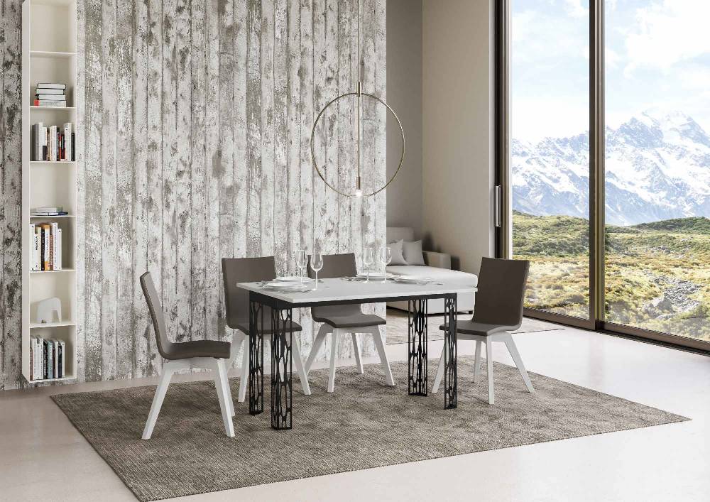 Itamoby Tavolo Ghibli Double Bianco Frassino 120×45 aperto/Allungato 120×90/200×90 gambe/telaio Antracite Duty-free