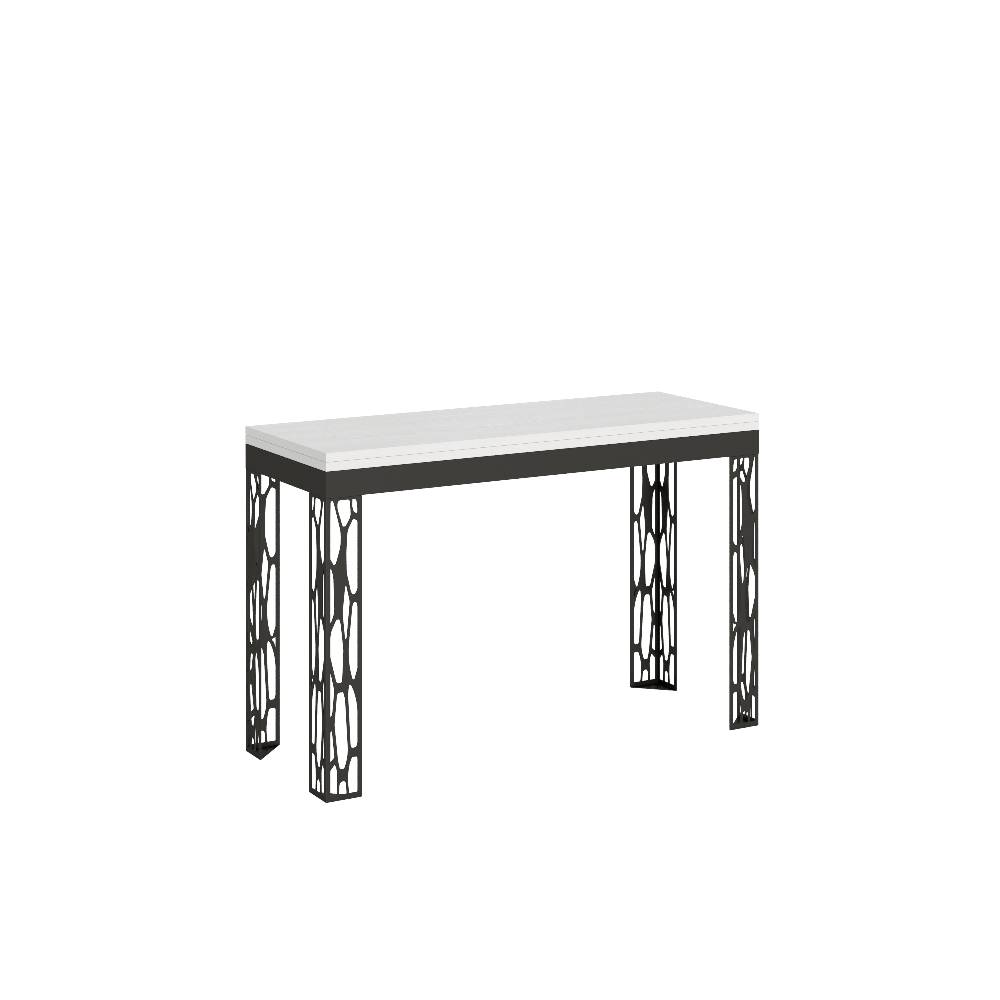 Itamoby Tavolo Ghibli Double Bianco Frassino 120×45 aperto/Allungato 120×90/200×90 gambe/telaio Antracite Duty-free