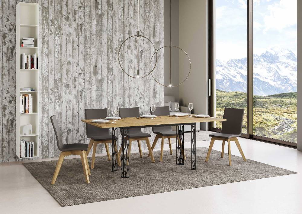Itamoby Tavolo Ghibli Double Quercia Natura 120×45 aperto/Allungato 120×90/200×90 gambe/telaio Antracite 50% di sconto per tempo limitato