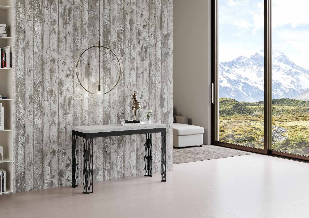 Itamoby Tavolo Ghibli Double Bianco Frassino 120×45 aperto 120×90 gambe/telaio Antracite Italy